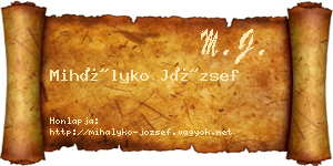 Mihályko József névjegykártya